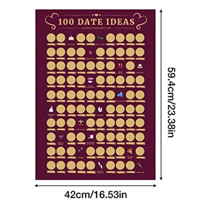 100 Date Ideas Poster – Couple's Scratch Off Bucket List