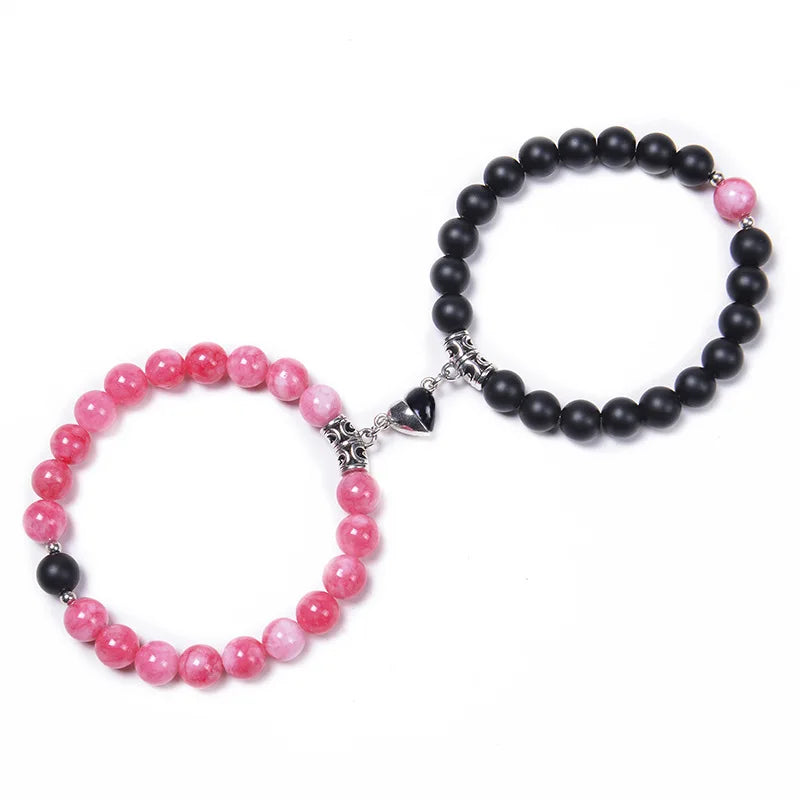 Magnetische Pärchen-Armbänder – Partnerarmbänder mit Herz-Charm-Set