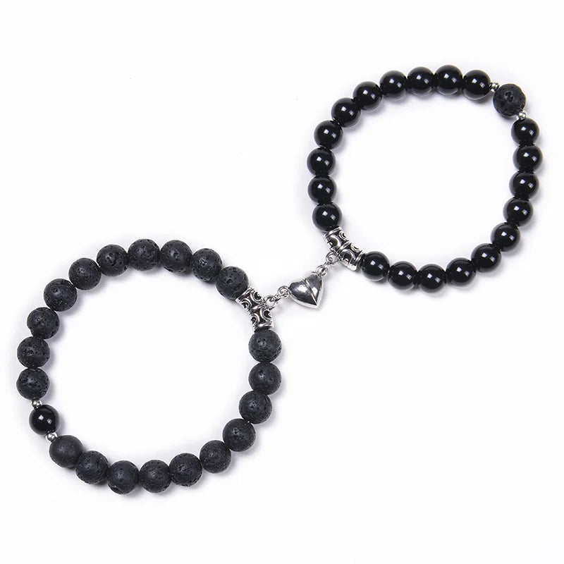 Magnetische Pärchen-Armbänder – Partnerarmbänder mit Herz-Charm-Set