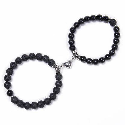 Magnetische Pärchen-Armbänder – Partnerarmbänder mit Herz-Charm-Set