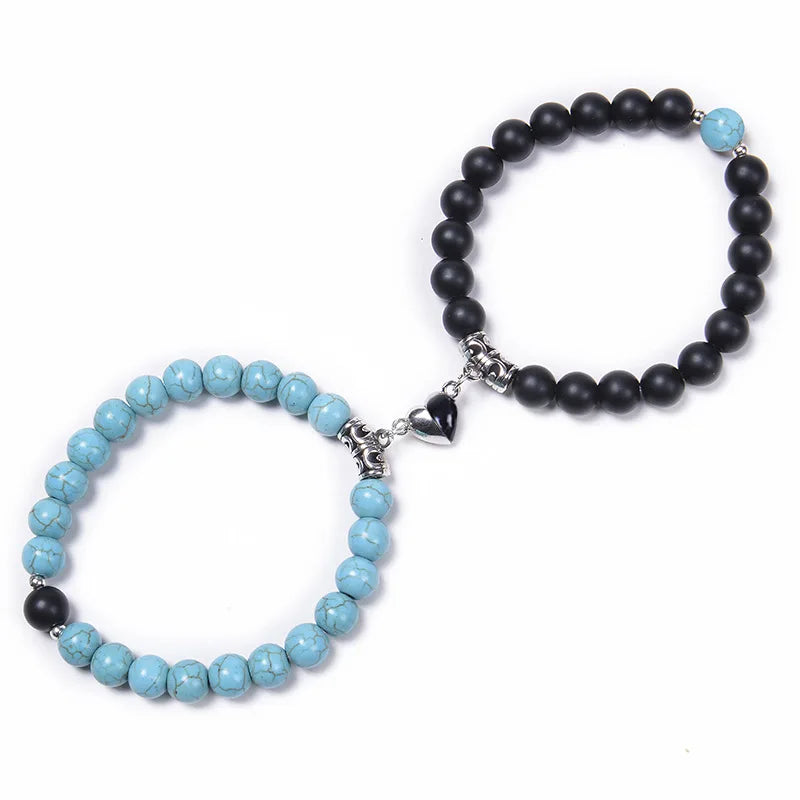 Magnetische Pärchen-Armbänder – Partnerarmbänder mit Herz-Charm-Set