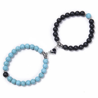 Magnetische Pärchen-Armbänder – Partnerarmbänder mit Herz-Charm-Set