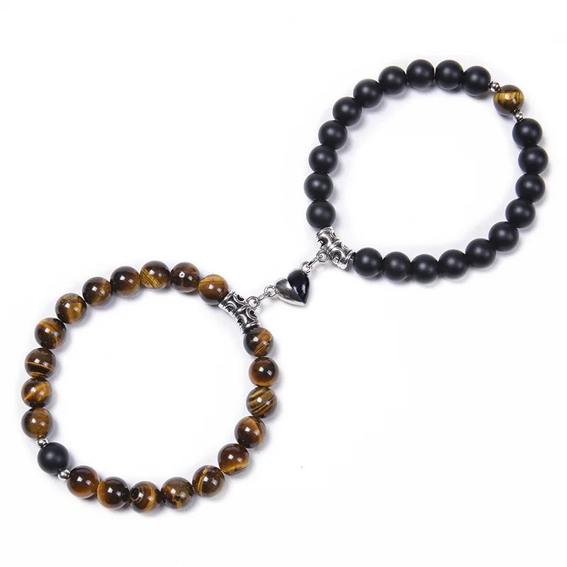 Magnetische Pärchen-Armbänder – Partnerarmbänder mit Herz-Charm-Set