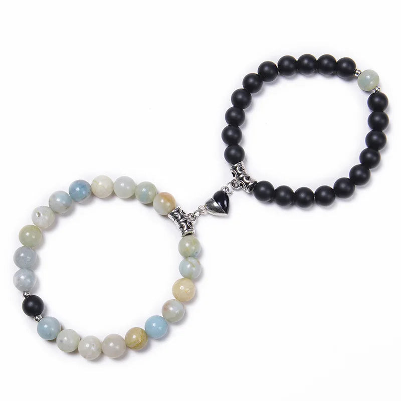 Magnetische Pärchen-Armbänder – Partnerarmbänder mit Herz-Charm-Set