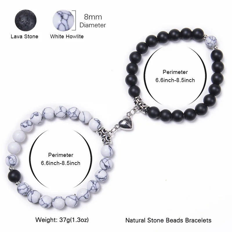 Magnetische Pärchen-Armbänder – Partnerarmbänder mit Herz-Charm-Set