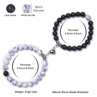 Magnetische Pärchen-Armbänder – Partnerarmbänder mit Herz-Charm-Set