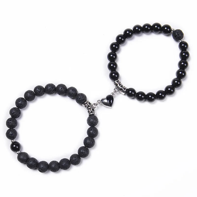 Magnetische Pärchen-Armbänder – Partnerarmbänder mit Herz-Charm-Set
