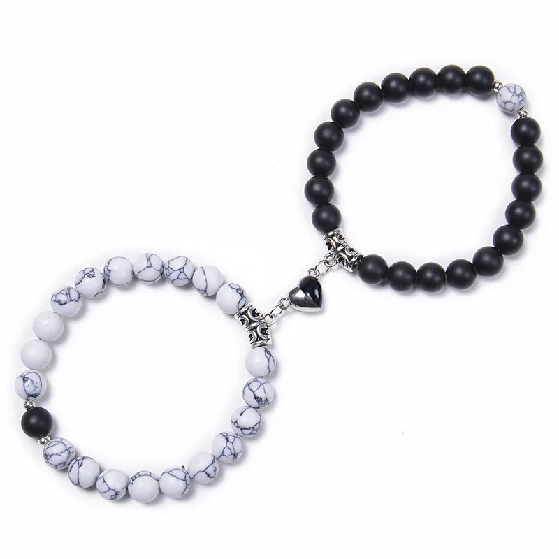 Magnetische Pärchen-Armbänder – Partnerarmbänder mit Herz-Charm-Set