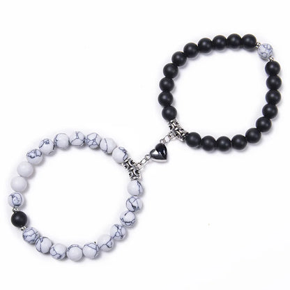 Magnetische Pärchen-Armbänder – Partnerarmbänder mit Herz-Charm-Set