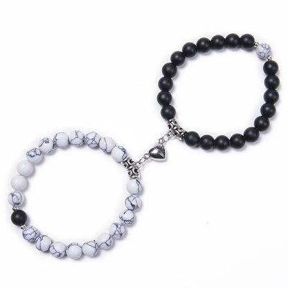 Magnetische Pärchen-Armbänder – Partnerarmbänder mit Herz-Charm-Set