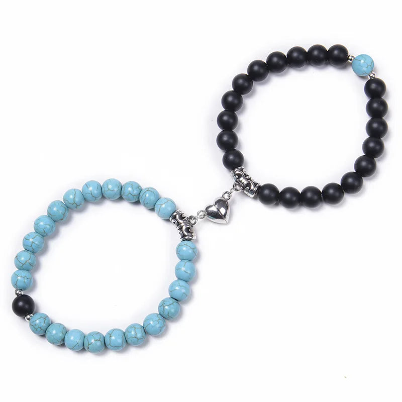 Magnetische Pärchen-Armbänder – Partnerarmbänder mit Herz-Charm-Set