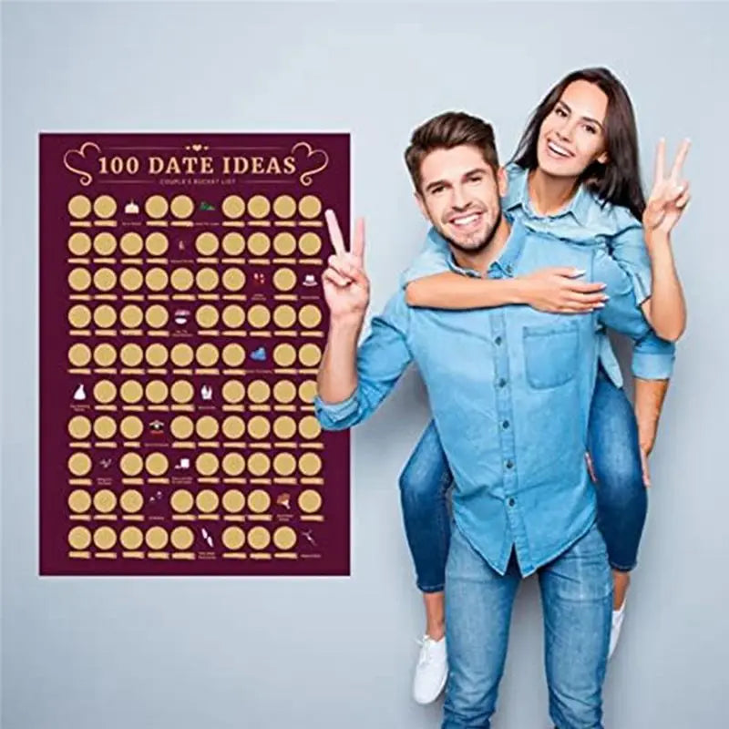 100 Date Ideas Poster – Couple's Scratch Off Bucket List