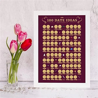 100 Date Ideas Poster – Couple's Scratch Off Bucket List