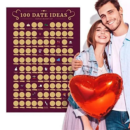 100 Date Ideas Poster – Couple's Scratch Off Bucket List